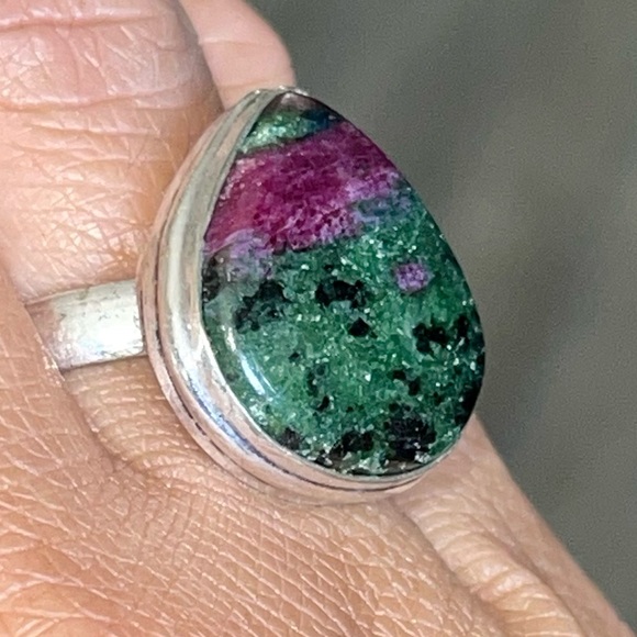 Anyolite Ruby Zoisite Ring Size 7 1/2 - Picture 3 of 14
